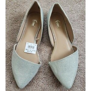 Fioni Sparkly Silver Slip on Flats Shoes Women's Sz 8 1/2 W
